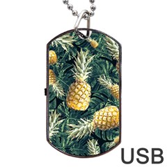 Pattern Ananas Tropical Dog Tag Usb Flash (two Sides) by kcreatif