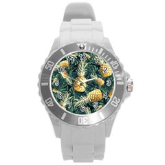 Pattern Ananas Tropical Round Plastic Sport Watch (l) by kcreatif