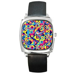 Doodle Pattern Square Metal Watch by designsbymallika