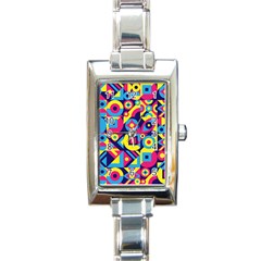 Doodle Pattern Rectangle Italian Charm Watch by designsbymallika