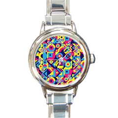 Doodle Pattern Round Italian Charm Watch by designsbymallika