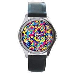 Doodle Pattern Round Metal Watch by designsbymallika