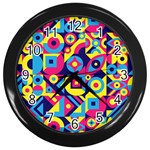 DOODLE PATTERN Wall Clock (Black) Front