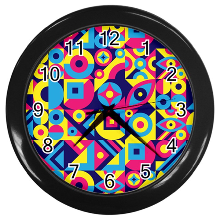 DOODLE PATTERN Wall Clock (Black)