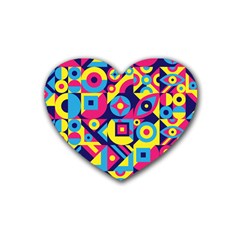 Doodle Pattern Rubber Coaster (heart)  by designsbymallika