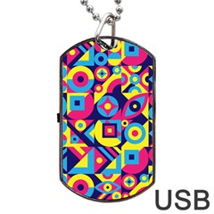 Doodle Pattern Dog Tag Usb Flash (two Sides) by designsbymallika