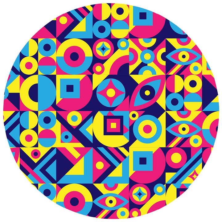 DOODLE PATTERN Wooden Puzzle Round