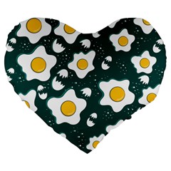 Wanna Have Some Egg? Large 19  Premium Flano Heart Shape Cushions by designsbymallika