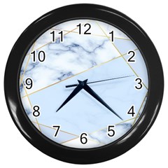 Blue Marble Print Wall Clock (black) by designsbymallika