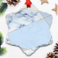 Blue Marble Print Snowflake Ornament (two Sides) by designsbymallika