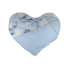 Blue Marble Print Standard 16  Premium Heart Shape Cushions by designsbymallika