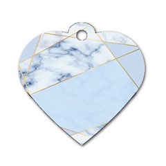 Blue Marble Print Dog Tag Heart (one Side) by designsbymallika