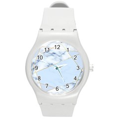 Blue Marble Print Round Plastic Sport Watch (m) by designsbymallika