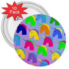 Unicorn Love 3  Buttons (10 Pack)  by designsbymallika