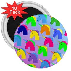 Unicorn Love 3  Magnets (10 Pack)  by designsbymallika