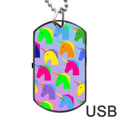 Unicorn Love Dog Tag Usb Flash (two Sides) by designsbymallika