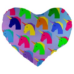 Unicorn Love Large 19  Premium Heart Shape Cushions by designsbymallika