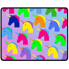 Unicorn Love Double Sided Fleece Blanket (medium)  by designsbymallika