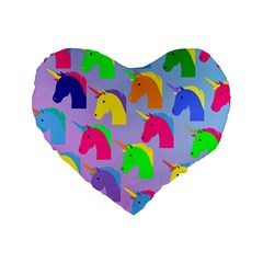 Unicorn Love Standard 16  Premium Flano Heart Shape Cushions by designsbymallika