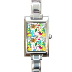 Doodle Pattern Rectangle Italian Charm Watch by designsbymallika