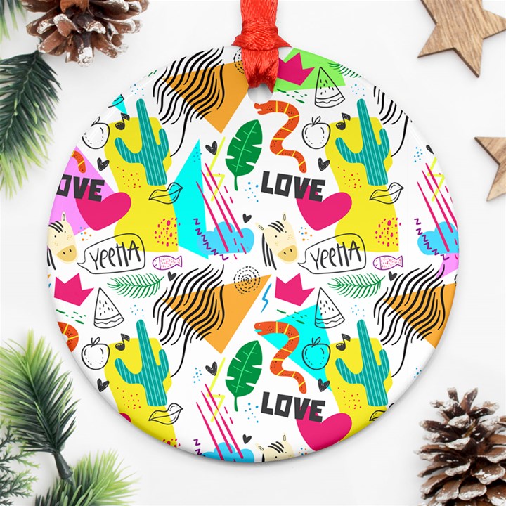 DOODLE PATTERN Ornament (Round)