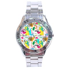 Doodle Pattern Stainless Steel Analogue Watch by designsbymallika