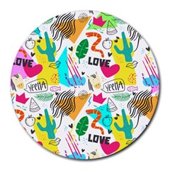 Doodle Pattern Round Mousepads by designsbymallika