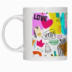 Doodle Pattern White Mugs by designsbymallika