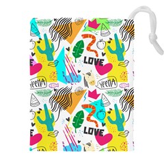 Doodle Pattern Drawstring Pouch (4xl)