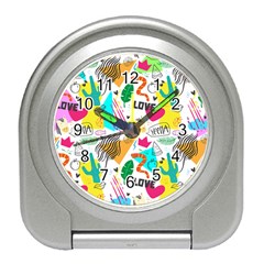 Doodle Pattern Travel Alarm Clock by designsbymallika