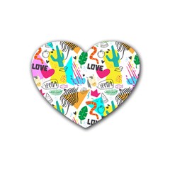 Doodle Pattern Heart Coaster (4 Pack)  by designsbymallika