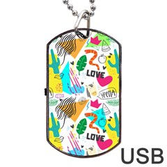 Doodle Pattern Dog Tag Usb Flash (one Side) by designsbymallika