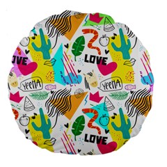 Doodle Pattern Large 18  Premium Round Cushions by designsbymallika