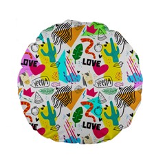 Doodle Pattern Standard 15  Premium Flano Round Cushions by designsbymallika