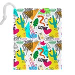 DOODLE PATTERN Drawstring Pouch (5XL) Back