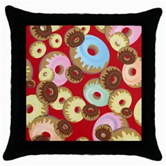 Donut  Throw Pillow Case (black) by designsbymallika