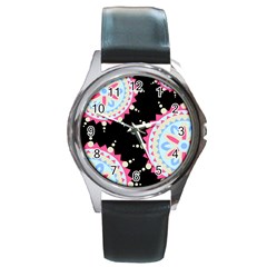 Madala Pattern Round Metal Watch by designsbymallika