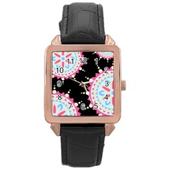 MADALA PATTERN Rose Gold Leather Watch 