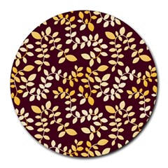 Golden Leaf Pattern Round Mousepads