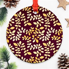 Golden Leaf Pattern Ornament (round) by designsbymallika