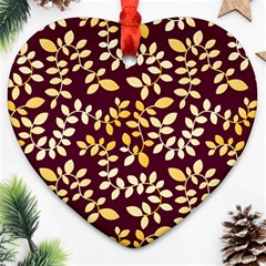 Golden Leaf Pattern Ornament (heart) by designsbymallika