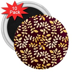 Golden Leaf Pattern 3  Magnets (10 Pack)  by designsbymallika