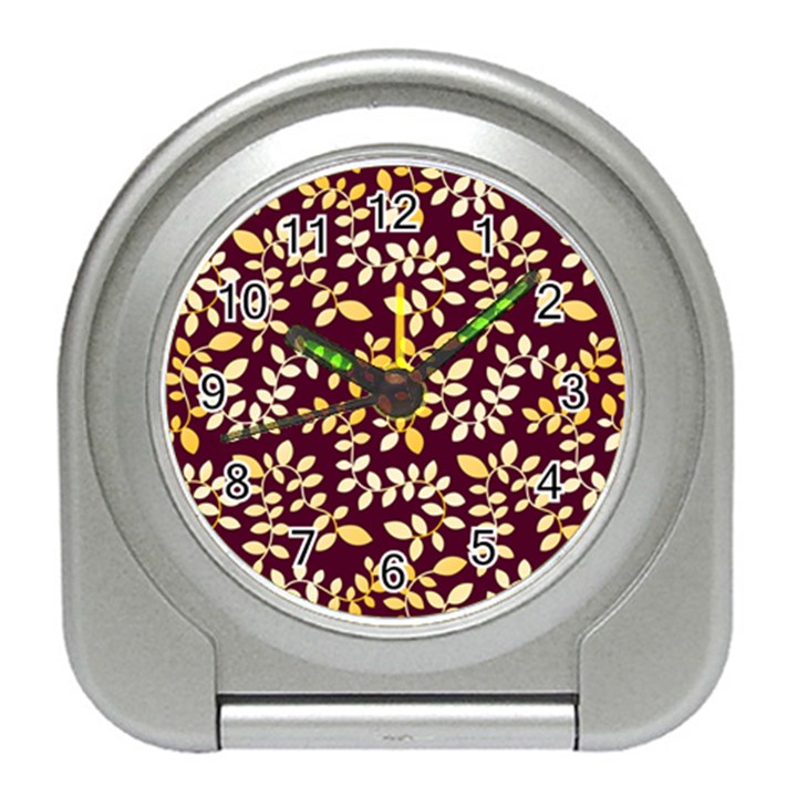 GOLDEN LEAF PATTERN Travel Alarm Clock