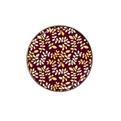 Golden Leaf Pattern Hat Clip Ball Marker (10 Pack) by designsbymallika