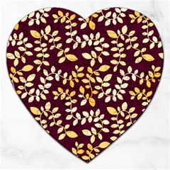 Golden Leaf Pattern Jigsaw Puzzle (heart) by designsbymallika