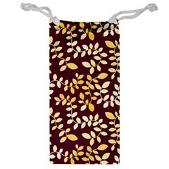 Golden Leaf Pattern Jewelry Bag by designsbymallika