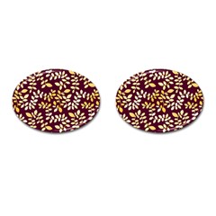 Golden Leaf Pattern Cufflinks (oval) by designsbymallika