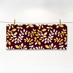 Golden Leaf Pattern Hand Towel by designsbymallika