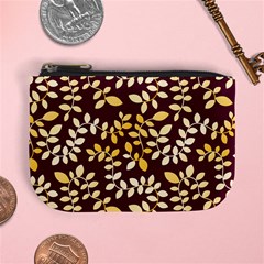 Golden Leaf Pattern Mini Coin Purse by designsbymallika