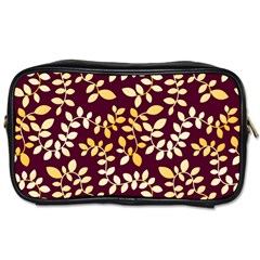 Golden Leaf Pattern Toiletries Bag (two Sides) by designsbymallika